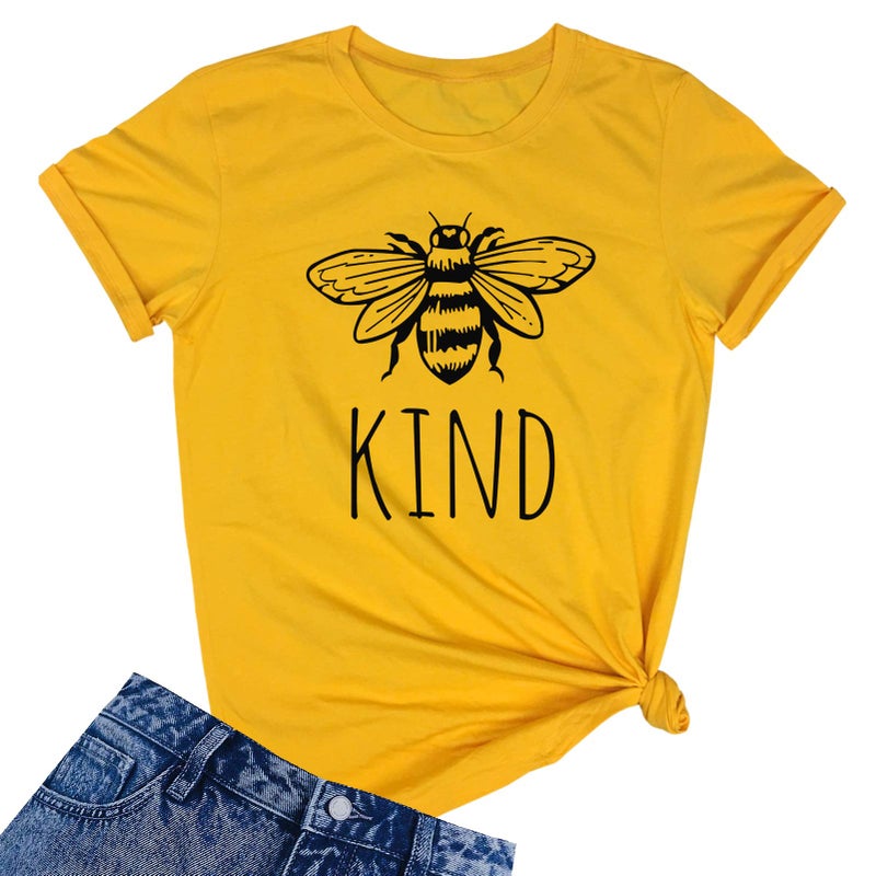 YITAN Women Cute Funny Graphic T Shirts Yellow Medium - Image 1